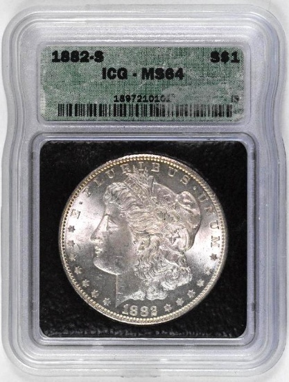 1882 S Morgan Silver Dollar (ICG) MS64