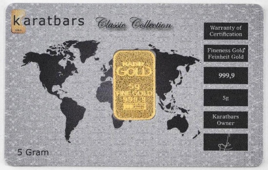 Karatbars 5 Gram .9999 Fine Gold Ingot/Bar