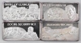 Group of (4) Hamilton Mint 1oz. .999 Fine Silver Ingot/Bar