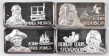 Group of (4) Hamilton Mint 1oz. .999 Fine Silver Ingot/Bar