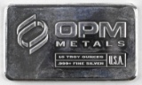 OPM Metals 10oz. .999 Silver Ingot/Bar