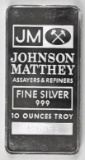 Johnson Matthey 10oz. .999 Fine Silver Ingot/Bar