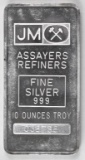 Johnson Matthey 10oz. .999 Fine Silver Ingot/Bar