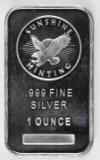 Sunshine Minting 1oz. .999 Fine Silver Ingot/Bar