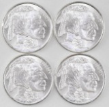 Group of (4) Indian / Buffalo Design 1oz. .999 Fine Silver Rounds.