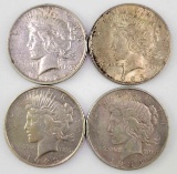 Group of (4) Peace Silver Dollars