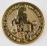 2018 British Gold Queens Beast Black Bull 1/4oz. .9999 Fine Gold