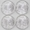 Group of (4) Indian / Buffalo Design 1oz. .999 Fine Silver Rounds.