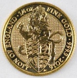2016 British Gold Queens Beast Lion 1/4oz. .9999 Fine Gold
