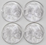Group of (4) Indian / Buffalo Design 1oz. .999 Fine Silver Rounds.