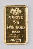 PAMP SUISSE 5 Gram .9999 Fine Gold Ingot/Bar