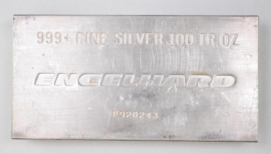 Engelhard 100oz. .999 Fine Silver Ingot/Bar