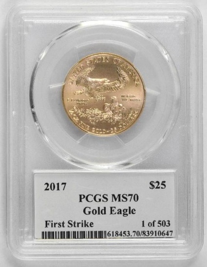 2017 $25 American Gold Eagle 1/2oz. (PCGS) MS70 First Strike