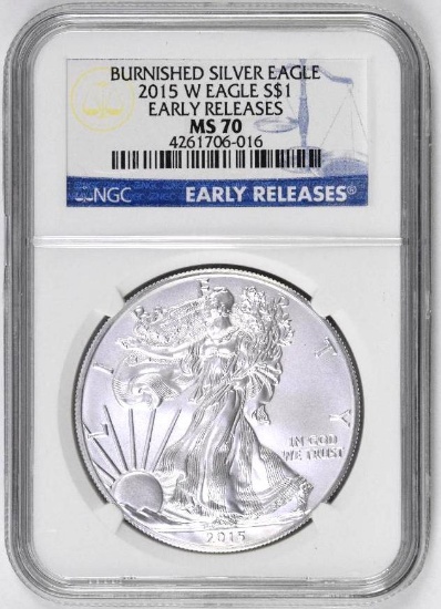 2015 W American Silver Eagle Burnished 1oz. (NGC) MS70 Early Releases
