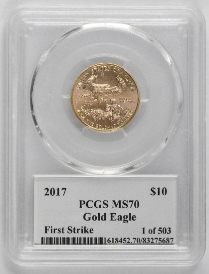 2017 $10 American Gold Eagle 1/4oz. (PCGS) MS70 First Strike