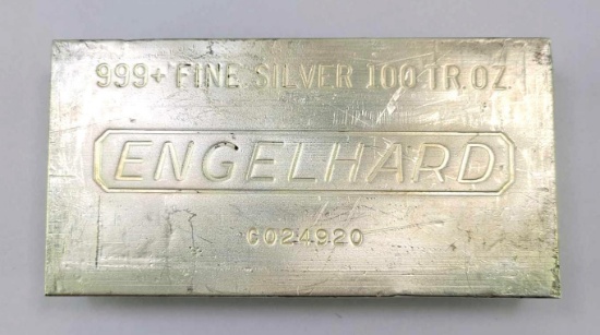 Engelhard 100oz. .999 Fine Silver Ingot/Bar