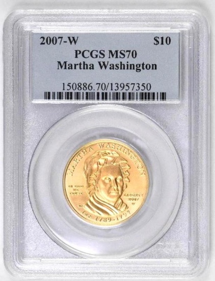 2007 W $10 Martha Washington First Spouse 1/2oz. Gold (PCGS) MS70