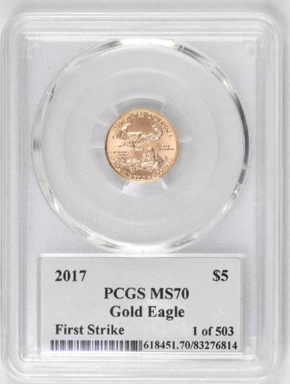 2017 $5 American Gold Eagle 1/10th oz. (PCGS) MS70 First Strike