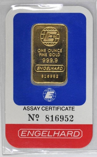 Engelhard 1oz. .9999 Fine Gold Ingot/Bar