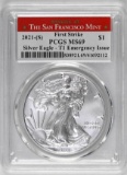 2021 S American Silver Eagle (PCGS) MS69 First Strike Emergency Issue