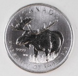 2012 $5 Wild life Series Canadian Moose 1oz. .9999 Fine Silver