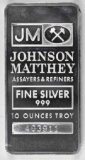 Johnson Matthey 10oz. .999 Fine Silver Ingot/Bar