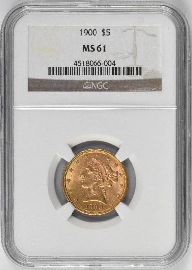 1900 P $5 Liberty Gold (NGC) MS61