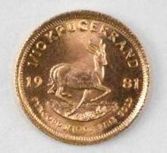 1981 South Africa Krugerrand 1/10thoz. Fine Gold