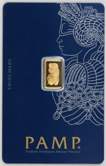 PAMP Suisse 1 Gram .9999 Fine Gold Ingot/Bar