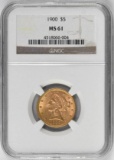 1900 P $5 Liberty Gold (NGC) MS61