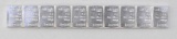 Group of (10) Valcambi Suisse 1 Gram .999 Fine Silver Ingot/Bars