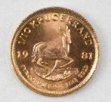 1981 South Africa Krugerrand 1/10thoz. Fine Gold