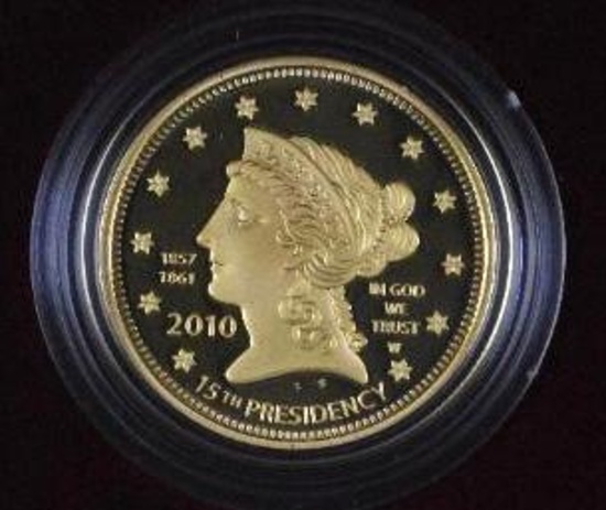 2010 W $10 James Buchanan's Liberty First Spouse 1/2oz. Gold Proof