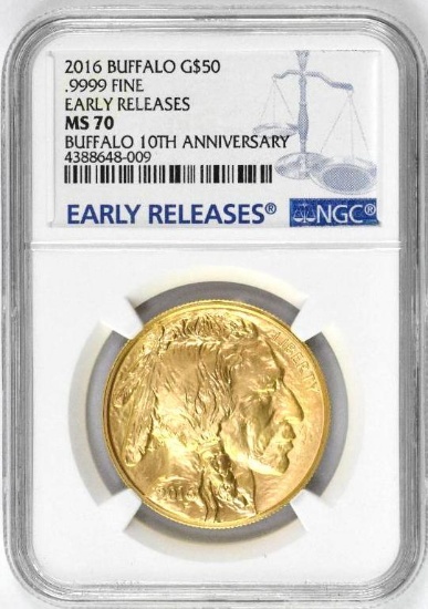 2016 $50 American Buffalo 1oz. .9999 Gold (PCGS) MS70 Early Releases