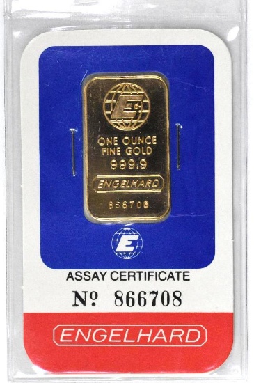 Engelhard 1oz. .9999 Fine Gold Ingot/Bar