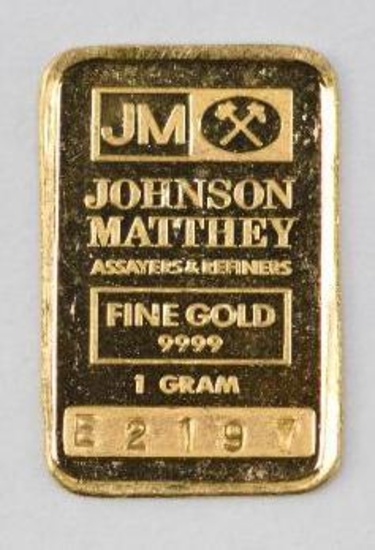 Johnson Matthew 1 Gram .9999 Fine Gold Ingot/Bar