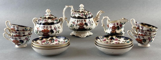 15 Piece Poonah Pattern Tea Set