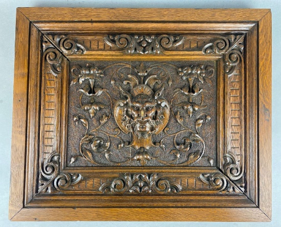 19th Century Ornate Carved Wood Panel Door