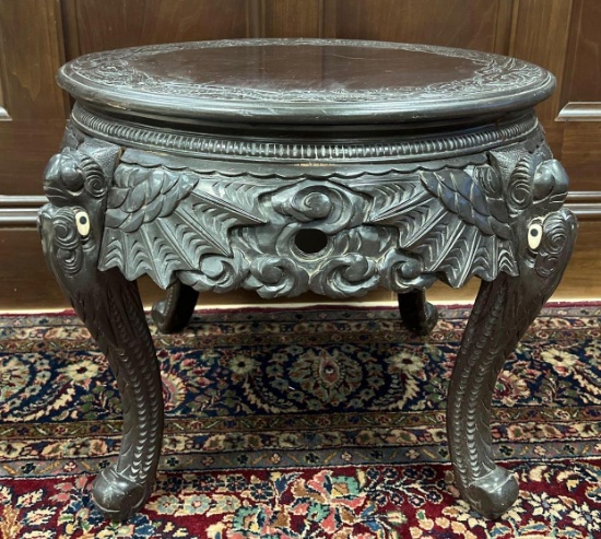 Vintage Chinese Pine Table with Dragon Design