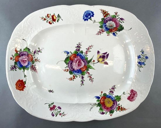 Large White Floral Ceramic Platter
