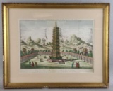 18th-19th Century Engraving Vue de Tour Porcellaine Nancking in China