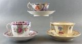 Group of 3 Assorted Tea Cups and Saucers