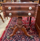 Antique Burled Walnut Lamp Table with Drawers