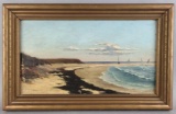 Early 20th Century Impressionist Beach Landscape Oil Painting on canvas