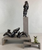 Modernist (4) Bronze Human Sculptures with Bases