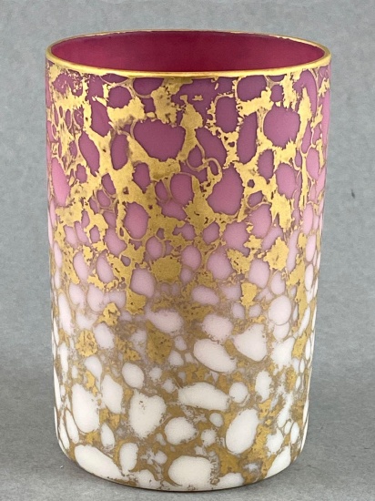 Antique Pink to White Burmese Style Tumbler with Gold Design