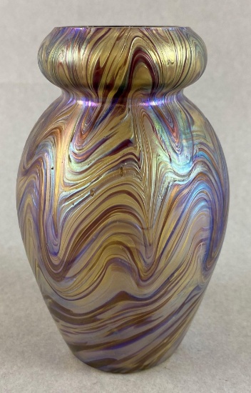 Antique Rinsdkopf Iridescent Art Glass Vase