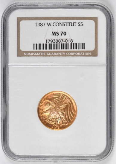 1987 $5 Constitution Commemorative Gold (NGC) MS70