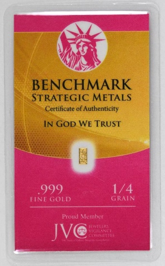 Benchmark Strategic Metals 1/4 Grain .999 Fine Gold