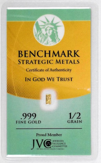 Benchmark Strategic Metals 1/2 Grain .999 Fine Gold